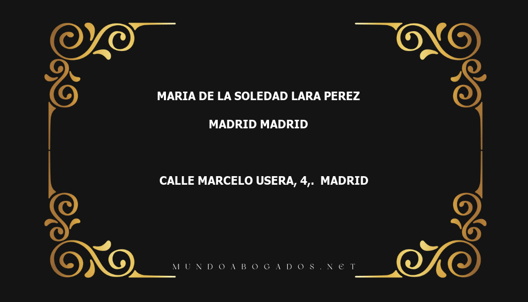 abogado Maria De La Soledad Lara Perez en la localidad de Madrid