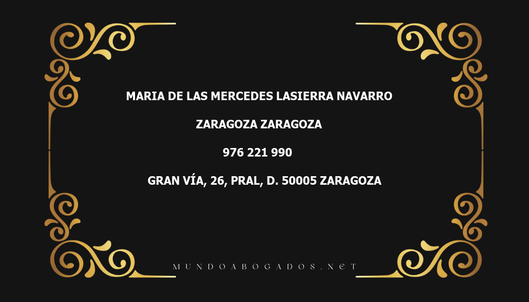 abogado Maria De Las Mercedes Lasierra Navarro en la localidad de Zaragoza