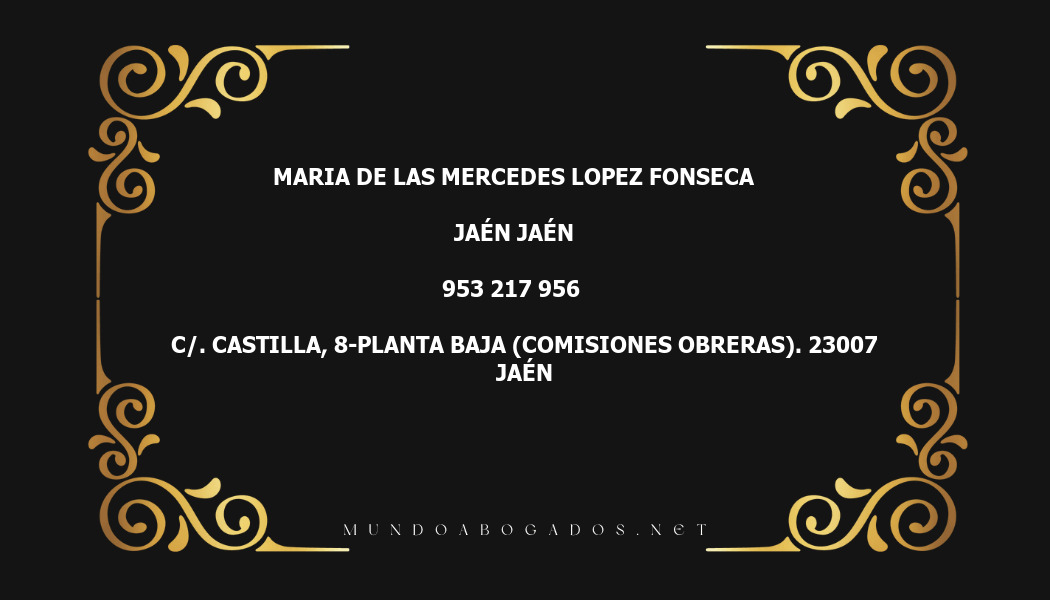 abogado Maria De Las Mercedes Lopez Fonseca en la localidad de Jaén