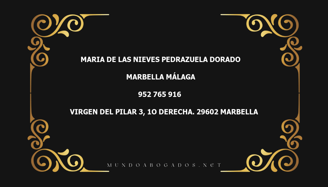 abogado Maria De Las Nieves Pedrazuela Dorado en la localidad de Marbella