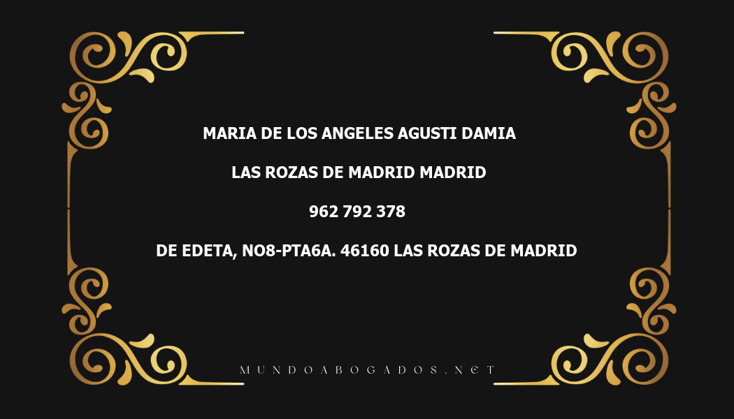 abogado Maria De Los Angeles Agusti Damia en la localidad de Las Rozas de Madrid