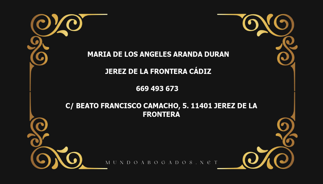 abogado Maria De Los Angeles Aranda Duran en la localidad de Jerez de la Frontera