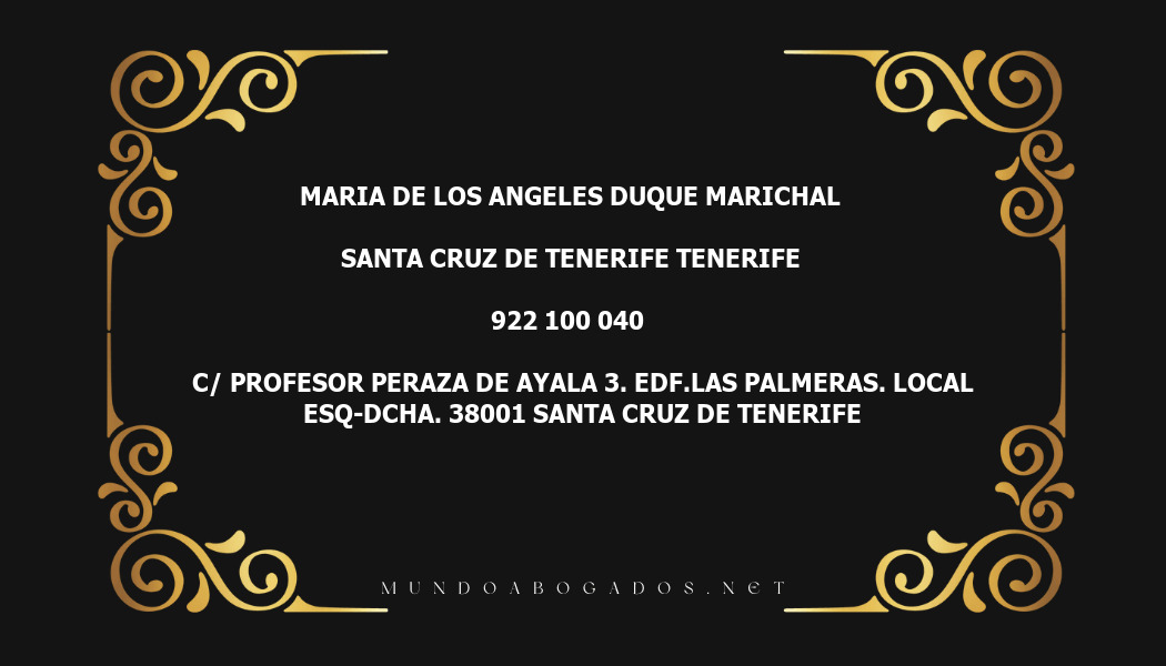 abogado Maria De Los Angeles Duque Marichal en la localidad de Santa Cruz de Tenerife