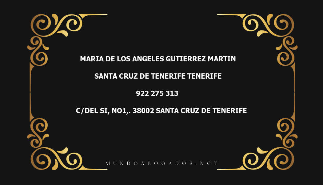 abogado Maria De Los Angeles Gutierrez Martin en la localidad de Santa Cruz de Tenerife