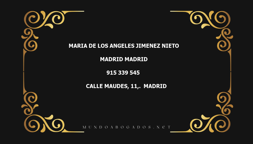 abogado Maria De Los Angeles Jimenez Nieto en la localidad de Madrid