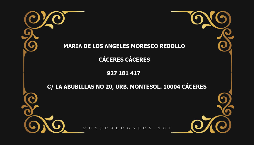 abogado Maria De Los Angeles Moresco Rebollo en la localidad de Cáceres