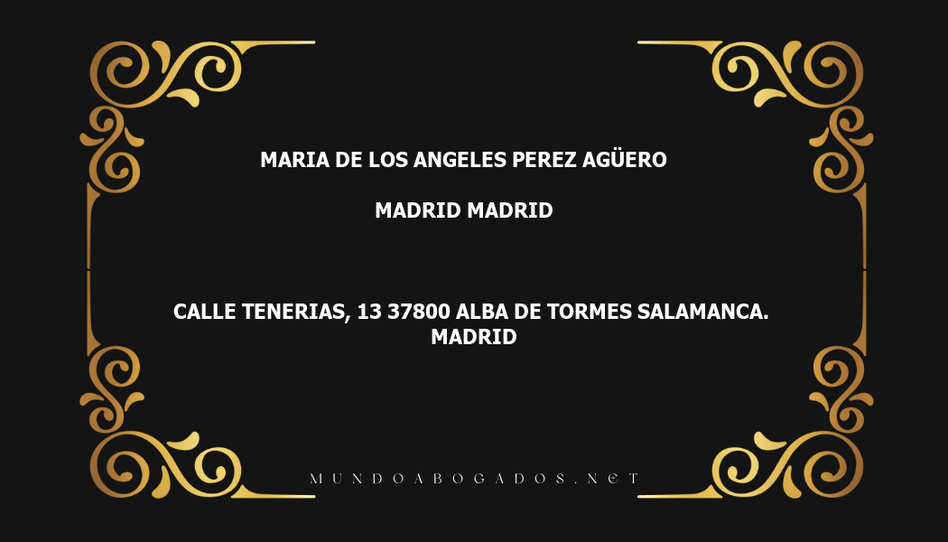 abogado Maria De Los Angeles Perez Agüero en la localidad de Madrid