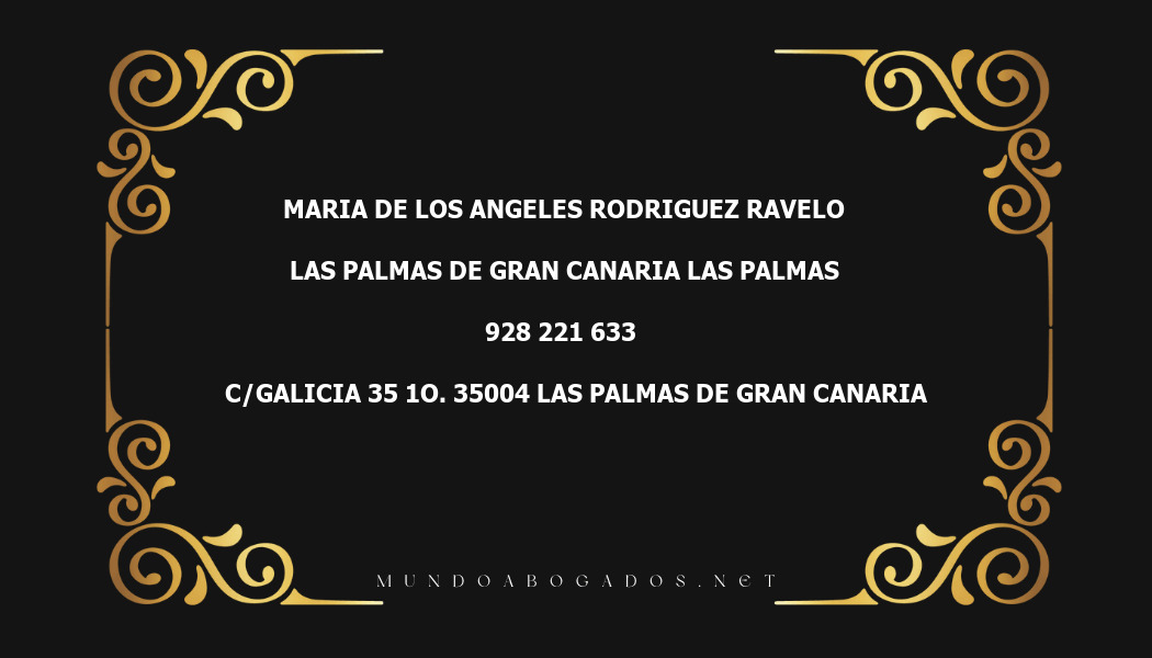 abogado Maria De Los Angeles Rodriguez Ravelo en la localidad de Las Palmas de Gran Canaria