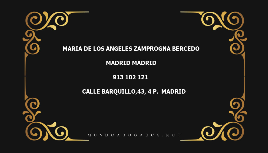 abogado Maria De Los Angeles Zamprogna Bercedo en la localidad de Madrid