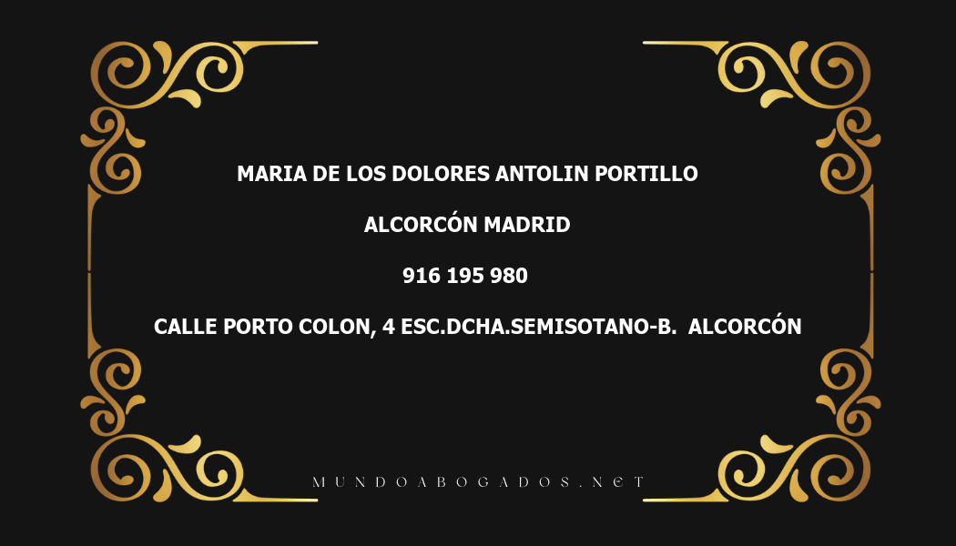 abogado Maria De Los Dolores Antolin Portillo en la localidad de Alcorcón