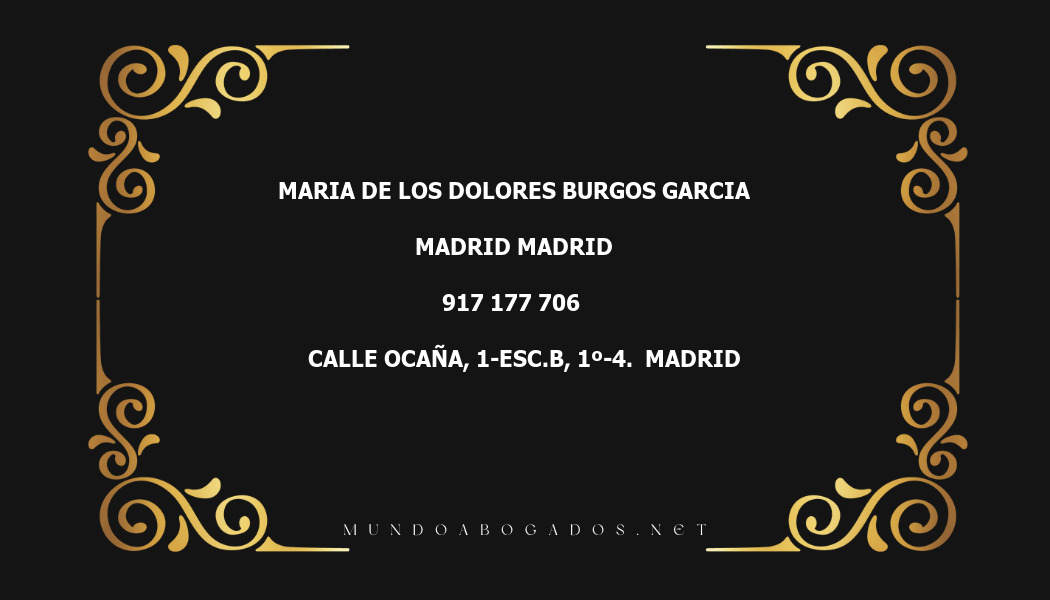 abogado Maria De Los Dolores Burgos Garcia en la localidad de Madrid