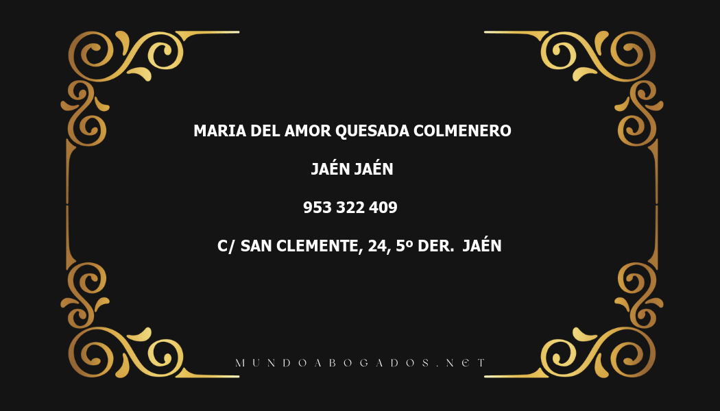 abogado Maria Del Amor Quesada Colmenero en la localidad de Jaén