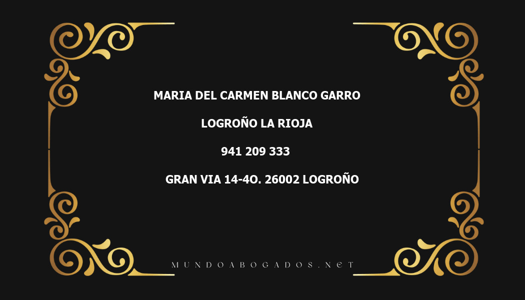 abogado Maria Del Carmen Blanco Garro en la localidad de Logroño