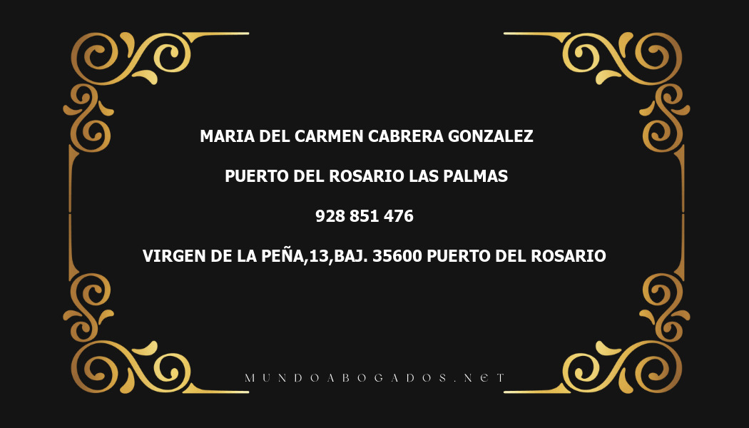 abogado Maria Del Carmen Cabrera Gonzalez en la localidad de Puerto del Rosario