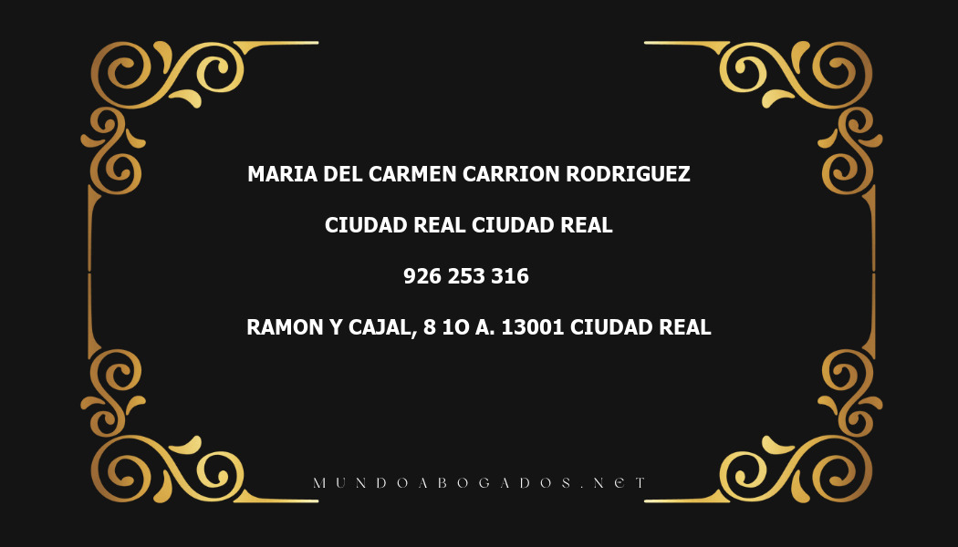 abogado Maria Del Carmen Carrion Rodriguez en la localidad de Ciudad Real