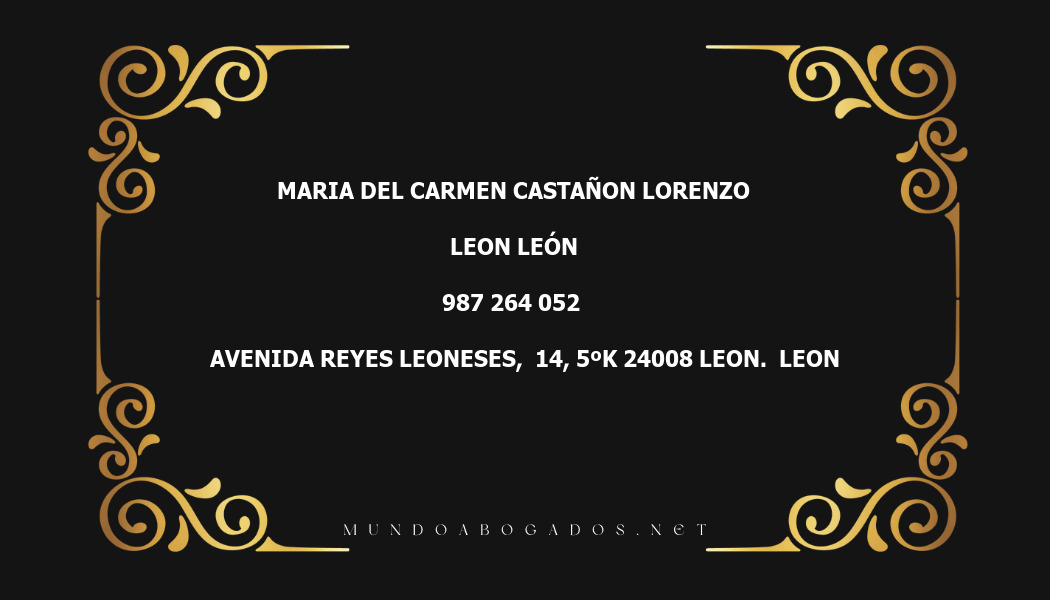 abogado Maria Del Carmen Castañon Lorenzo en la localidad de Leon