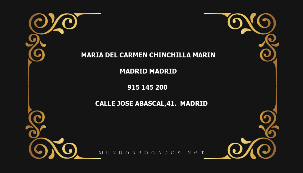 abogado Maria Del Carmen Chinchilla Marin en la localidad de Madrid