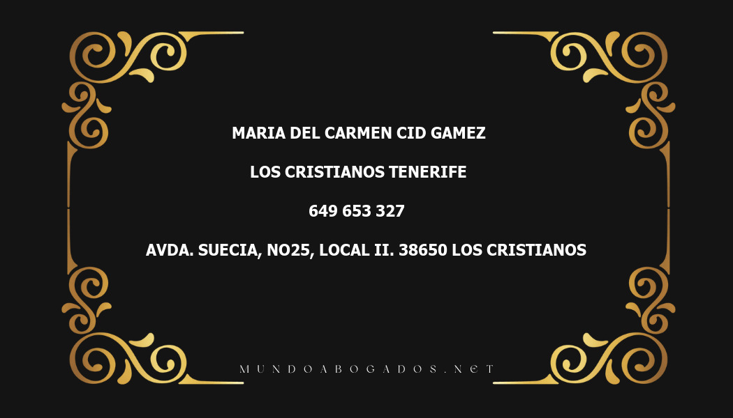 abogado Maria Del Carmen Cid Gamez en la localidad de Los Cristianos