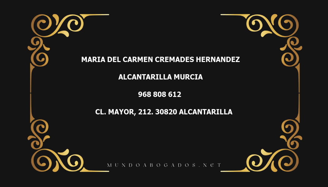 abogado Maria Del Carmen Cremades Hernandez en la localidad de Alcantarilla