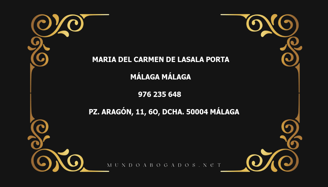 abogado Maria Del Carmen De Lasala Porta en la localidad de Málaga