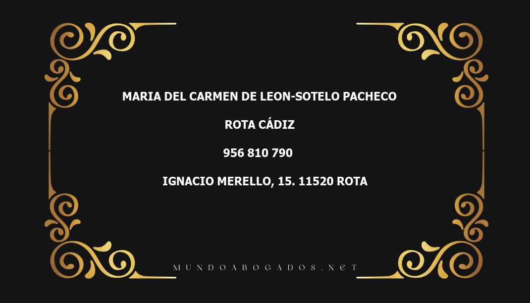 abogado Maria Del Carmen De Leon-Sotelo Pacheco en la localidad de Rota