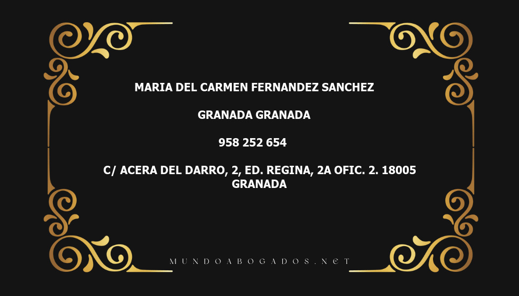 abogado Maria Del Carmen Fernandez Sanchez en la localidad de Granada