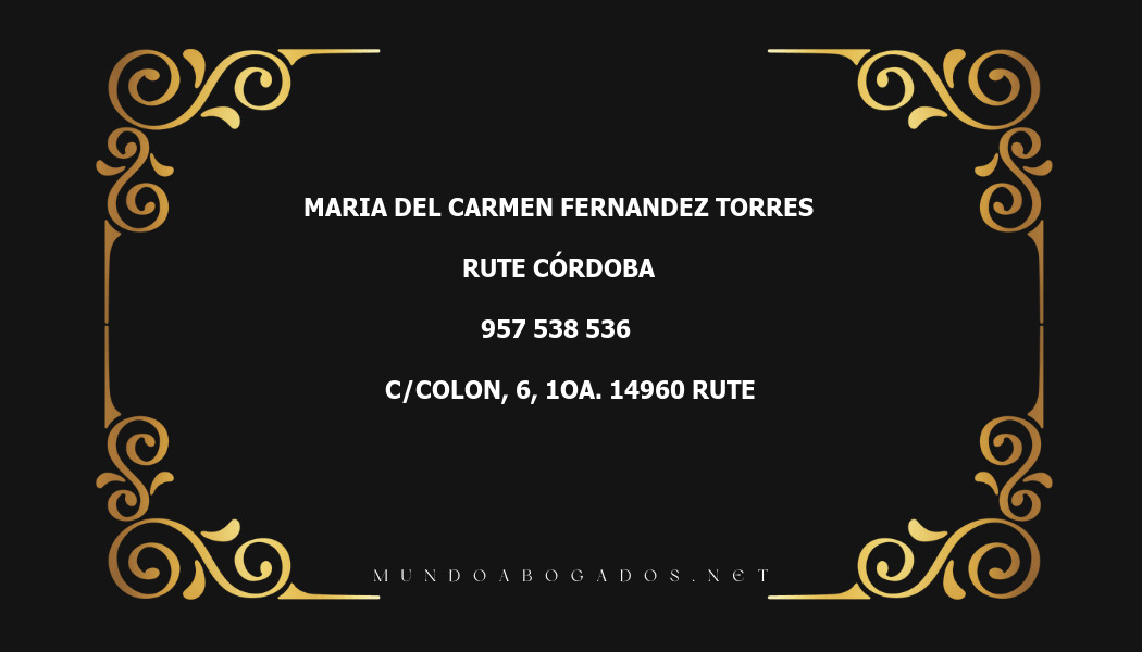 abogado Maria Del Carmen Fernandez Torres en la localidad de Rute