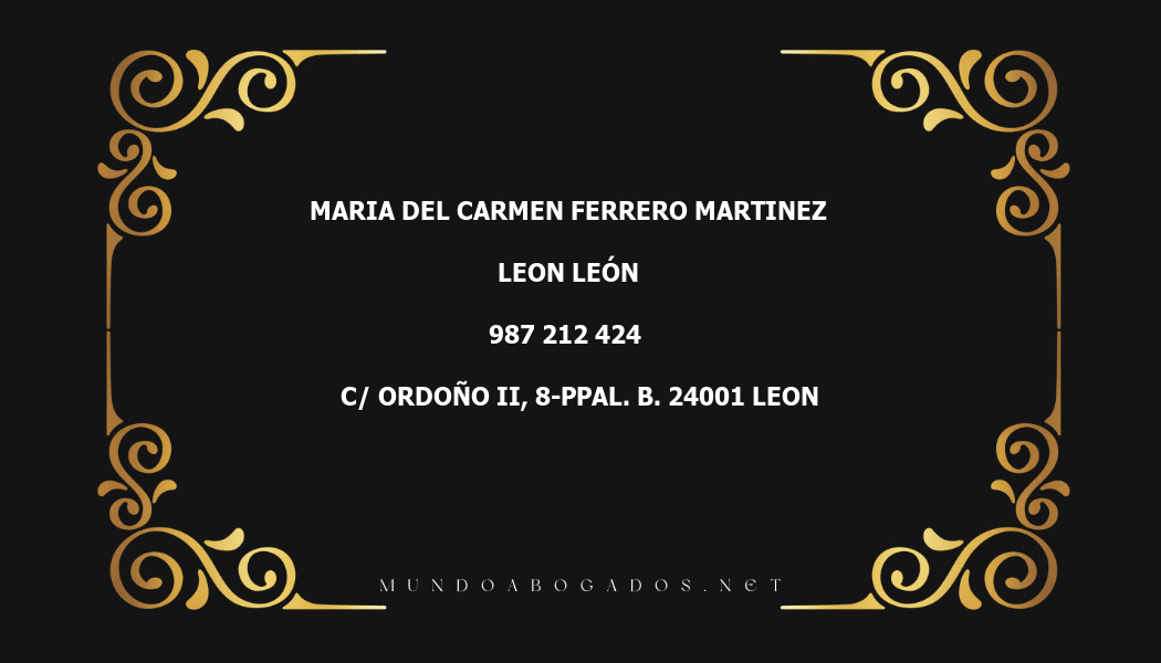 abogado Maria Del Carmen Ferrero Martinez en la localidad de Leon