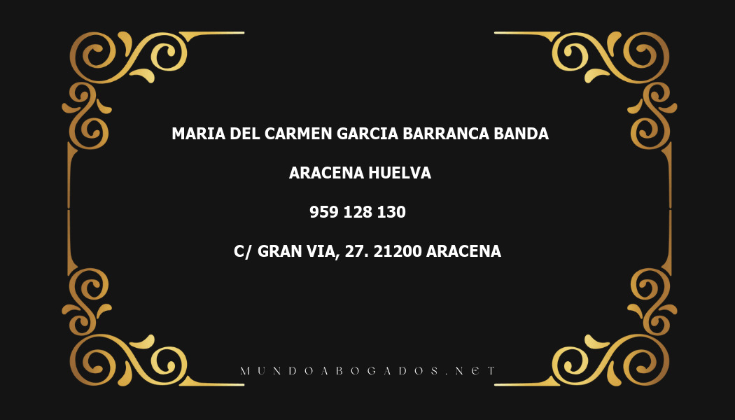 abogado Maria Del Carmen Garcia Barranca Banda en la localidad de Aracena