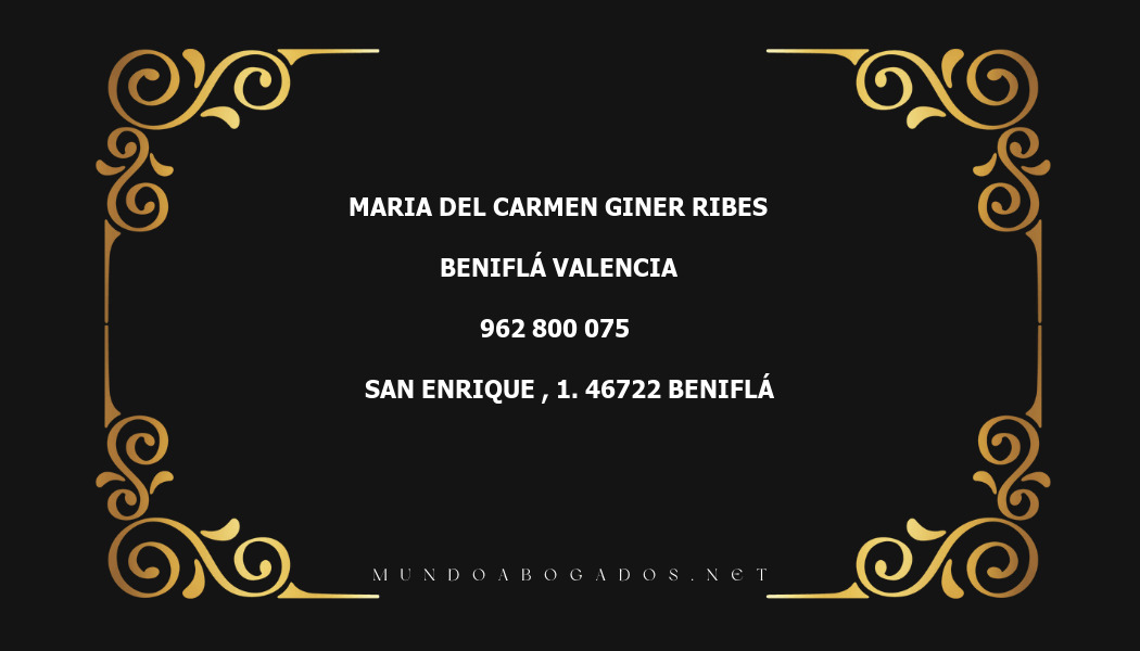 abogado Maria Del Carmen Giner Ribes en la localidad de Beniflá