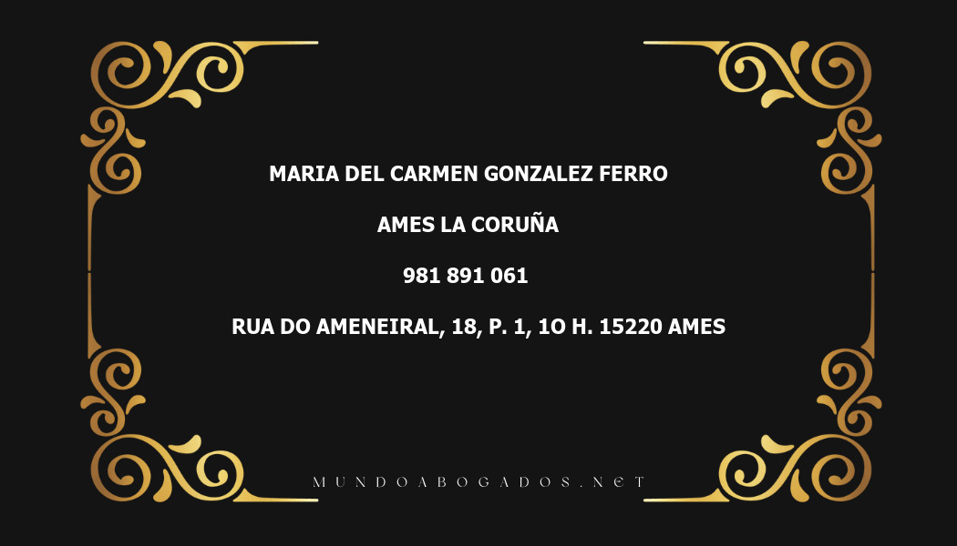 abogado Maria Del Carmen Gonzalez Ferro en la localidad de Ames