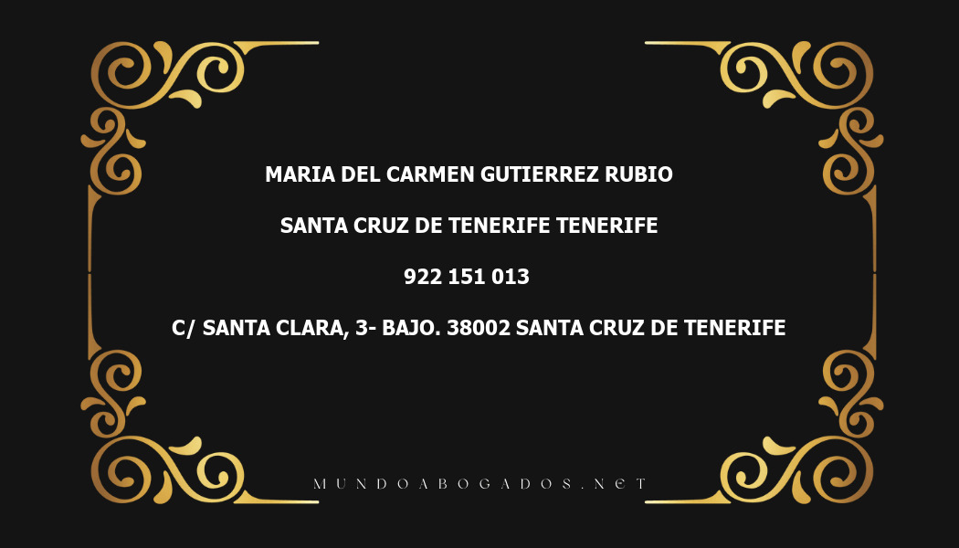 abogado Maria Del Carmen Gutierrez Rubio en la localidad de Santa Cruz de Tenerife