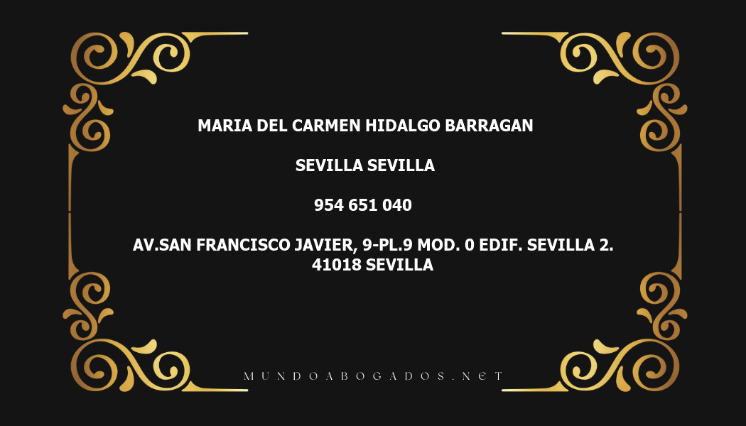 abogado Maria Del Carmen Hidalgo Barragan en la localidad de Sevilla