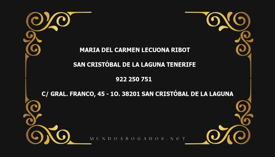 abogado Maria Del Carmen Lecuona Ribot en la localidad de San Cristóbal de La Laguna