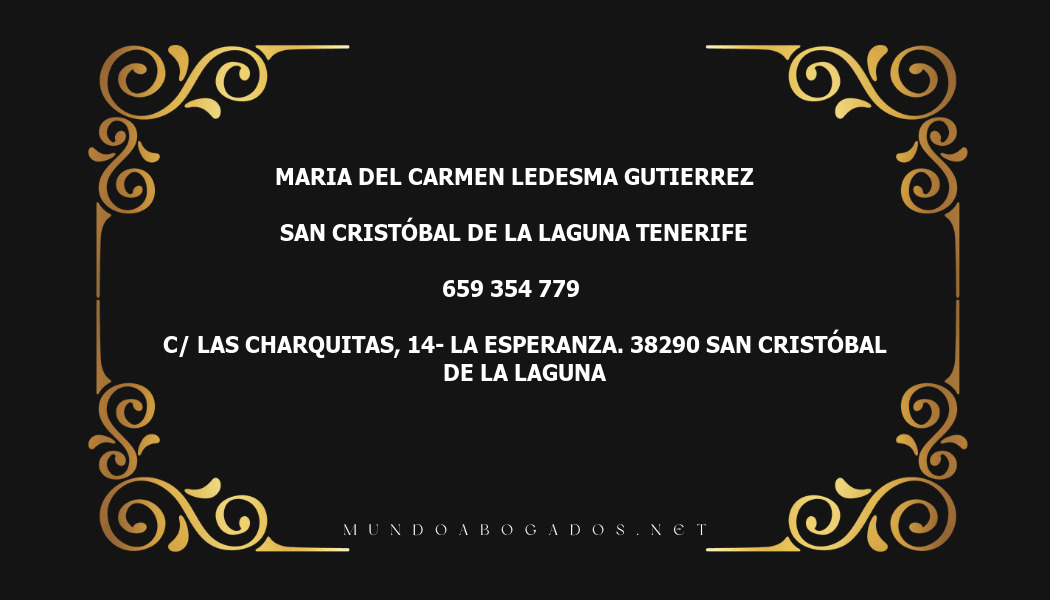 abogado Maria Del Carmen Ledesma Gutierrez en la localidad de San Cristóbal de La Laguna