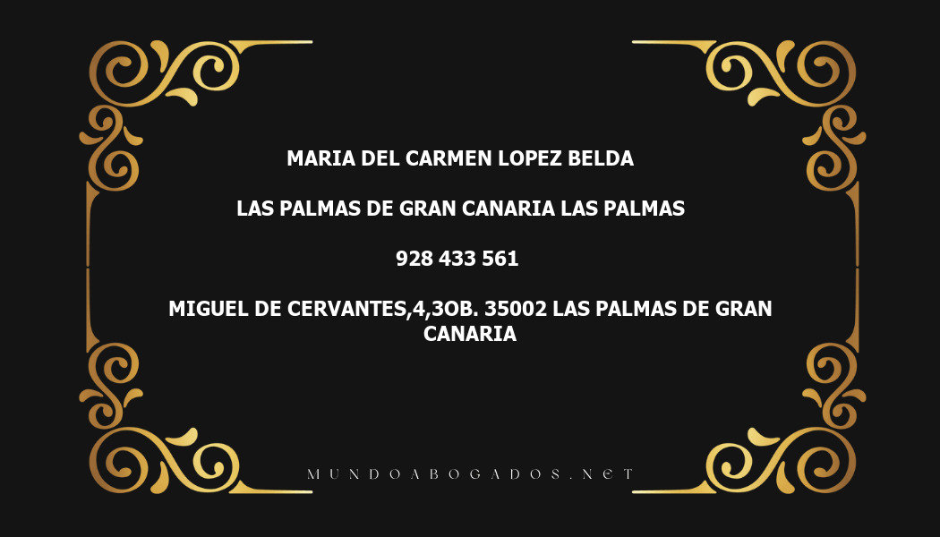 abogado Maria Del Carmen Lopez Belda en la localidad de Las Palmas de Gran Canaria