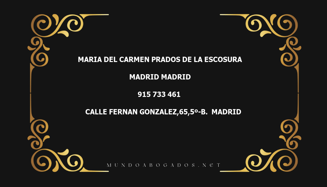 abogado Maria Del Carmen Prados De La Escosura en la localidad de Madrid