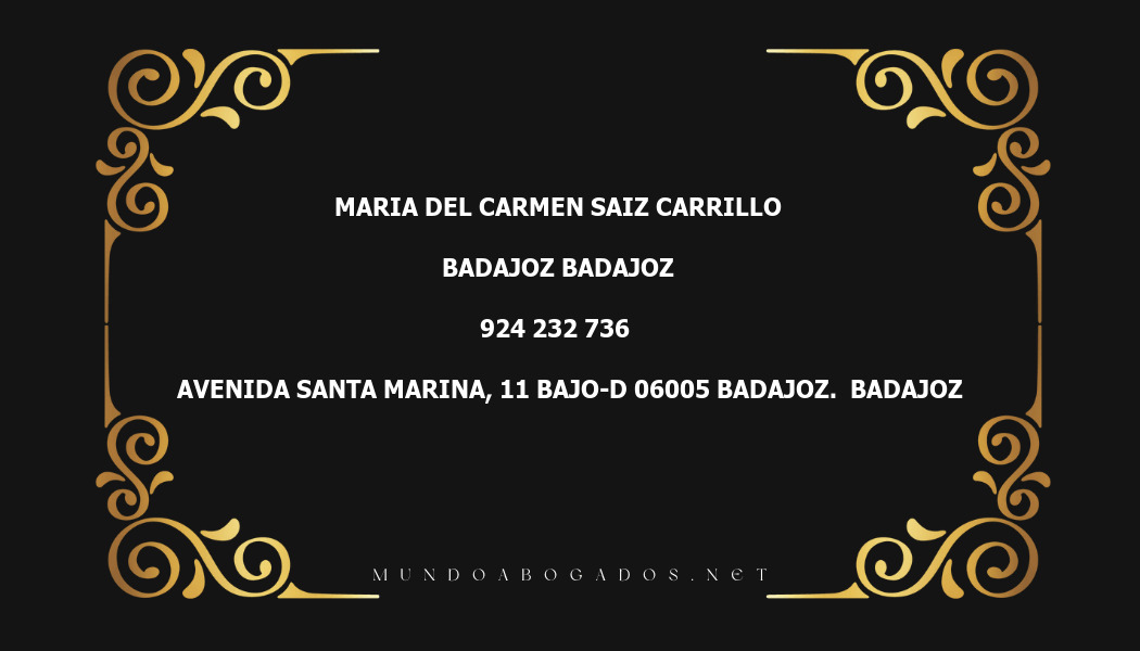 abogado Maria Del Carmen Saiz Carrillo en la localidad de Badajoz