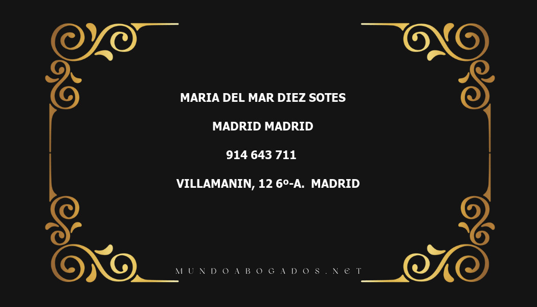 abogado Maria Del Mar Diez Sotes en la localidad de Madrid