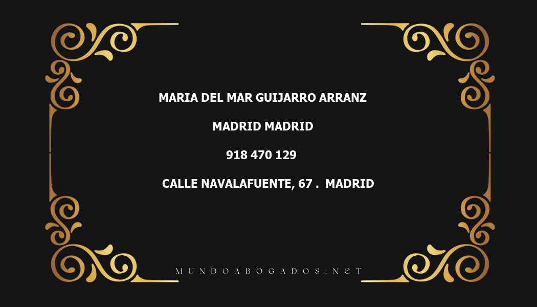 abogado Maria Del Mar Guijarro Arranz en la localidad de Madrid