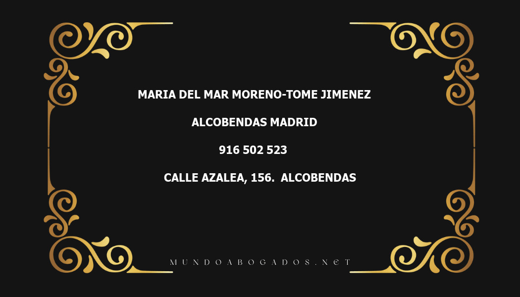 abogado Maria Del Mar Moreno-Tome Jimenez en la localidad de Alcobendas