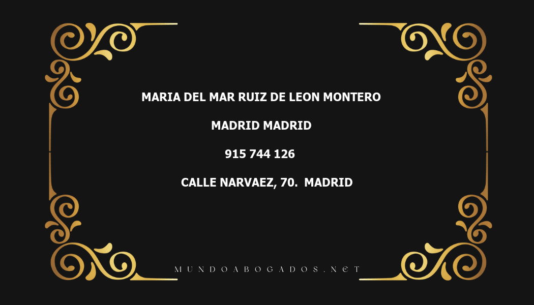 abogado Maria Del Mar Ruiz De Leon Montero en la localidad de Madrid