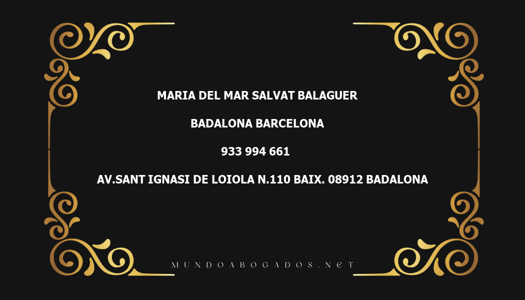 abogado Maria Del Mar Salvat Balaguer en la localidad de Badalona