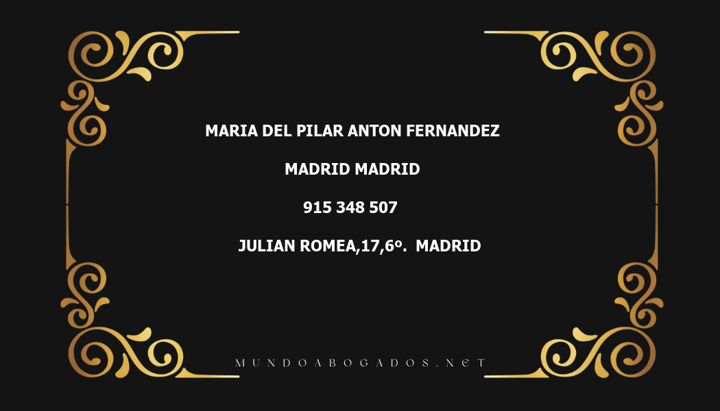 abogado Maria Del Pilar Anton Fernandez en la localidad de Madrid