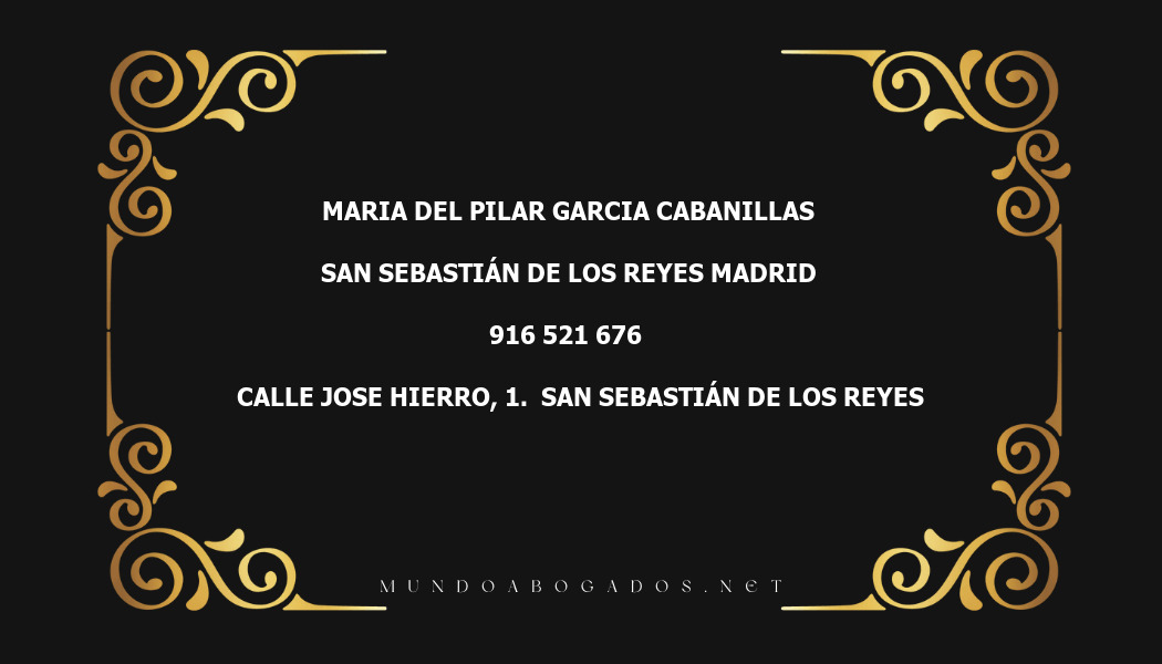 abogado Maria Del Pilar Garcia Cabanillas en la localidad de San Sebastián de los Reyes