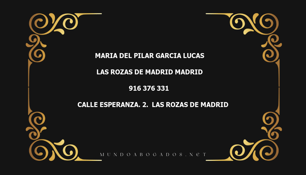 abogado Maria Del Pilar Garcia Lucas en la localidad de Las Rozas de Madrid