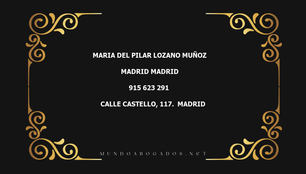 abogado Maria Del Pilar Lozano Muñoz en la localidad de Madrid