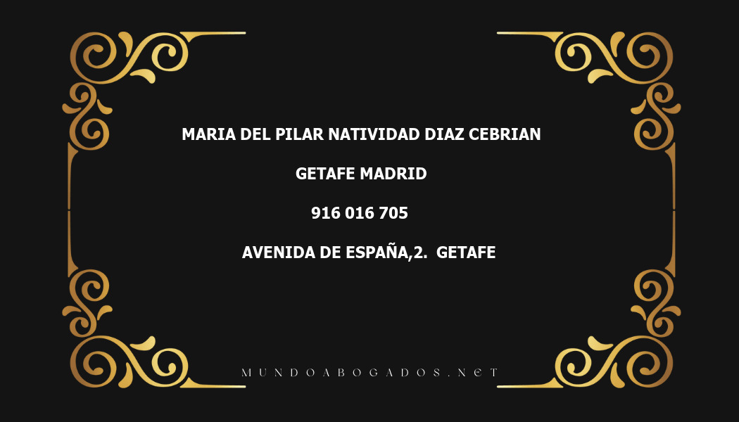 abogado Maria Del Pilar Natividad Diaz Cebrian en la localidad de Getafe