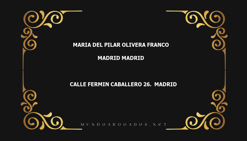 abogado Maria Del Pilar Olivera Franco en la localidad de Madrid