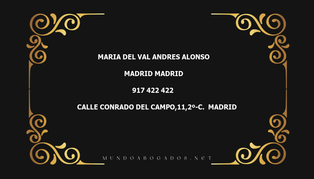 abogado Maria Del Val Andres Alonso en la localidad de Madrid